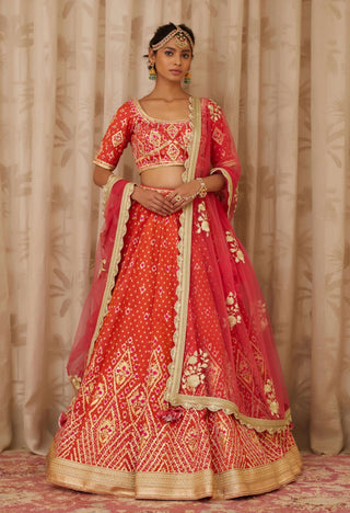 Shyam Narayan Prasad-Orange Embroidered Lehenga Set-INDIASPOPUP.COM