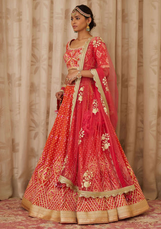 Shyam Narayan Prasad-Orange Embroidered Lehenga Set-INDIASPOPUP.COM