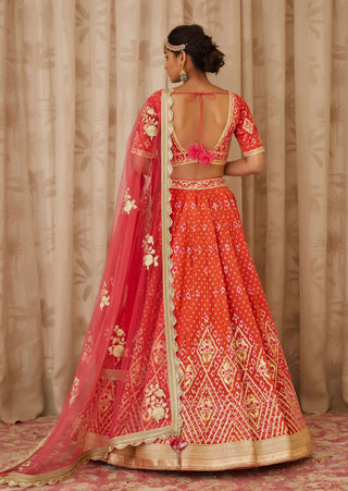 Shyam Narayan Prasad-Orange Embroidered Lehenga Set-INDIASPOPUP.COM