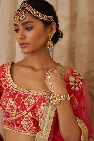 Shyam Narayan Prasad-Orange Embroidered Lehenga Set-INDIASPOPUP.COM