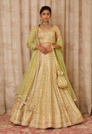 Shyam Narayan Prasad-Green Embroidered Lehenga Set-INDIASPOPUP.COM