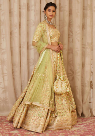 Shyam Narayan Prasad-Green Embroidered Lehenga Set-INDIASPOPUP.COM