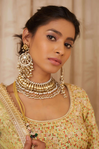 Shyam Narayan Prasad-Green Embroidered Lehenga Set-INDIASPOPUP.COM
