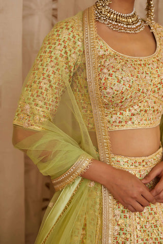 Shyam Narayan Prasad-Green Embroidered Lehenga Set-INDIASPOPUP.COM