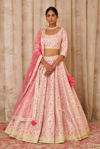 Shyam Narayan Prasad-Pink Embroidered Lehenga Set-INDIASPOPUP.COM