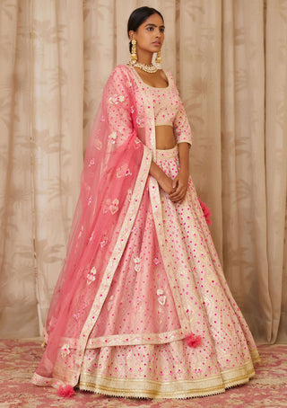 Shyam Narayan Prasad-Pink Embroidered Lehenga Set-INDIASPOPUP.COM