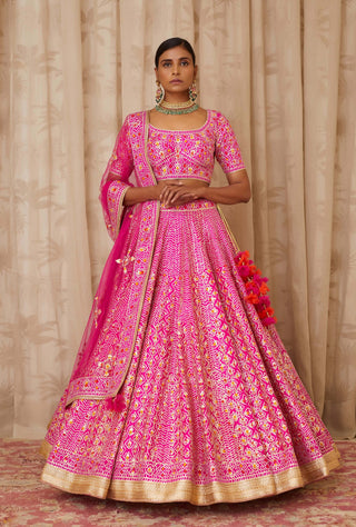 Shyam Narayan Prasad-Pink Embroidered Lehenga Set-INDIASPOPUP.COM