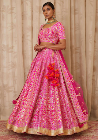 Shyam Narayan Prasad-Pink Embroidered Lehenga Set-INDIASPOPUP.COM
