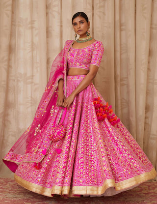 Shyam Narayan Prasad-Pink Embroidered Lehenga Set-INDIASPOPUP.COM
