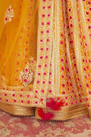 Shyam Narayan Prasad-Yellow Embroidered Lehenga Set-INDIASPOPUP.COM