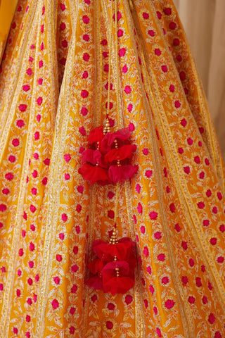 Shyam Narayan Prasad-Yellow Embroidered Lehenga Set-INDIASPOPUP.COM