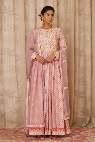 Shyam Narayan Prasad-Purple Embroidered Anarkali Set-INDIASPOPUP.COM