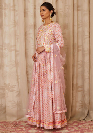Shyam Narayan Prasad-Purple Embroidered Anarkali Set-INDIASPOPUP.COM