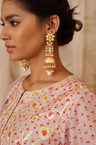 Shyam Narayan Prasad-Purple Embroidered Anarkali Set-INDIASPOPUP.COM