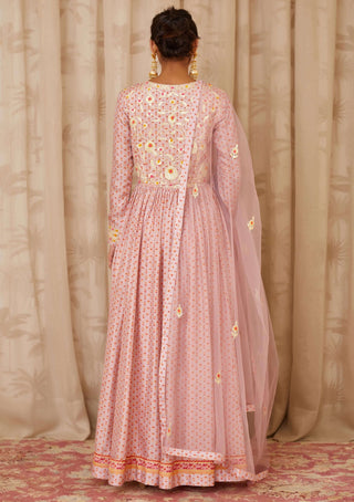 Shyam Narayan Prasad-Purple Embroidered Anarkali Set-INDIASPOPUP.COM