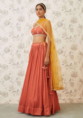 Shyam Narayan Prasad-Orange Embroidered Lehenga Set-INDIASPOPUP.COM