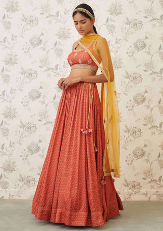 Shyam Narayan Prasad-Orange Embroidered Lehenga Set-INDIASPOPUP.COM