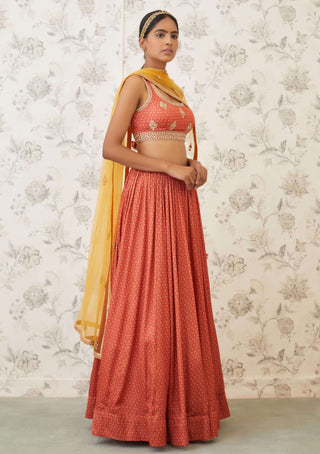 Shyam Narayan Prasad-Orange Embroidered Lehenga Set-INDIASPOPUP.COM