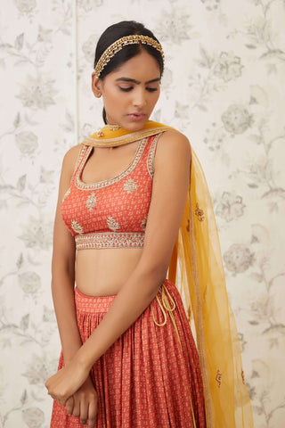 Shyam Narayan Prasad-Orange Embroidered Lehenga Set-INDIASPOPUP.COM