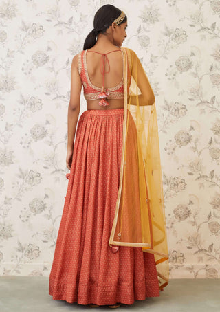 Shyam Narayan Prasad-Orange Embroidered Lehenga Set-INDIASPOPUP.COM