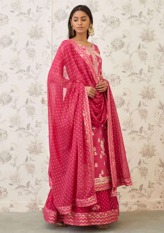 Shyam Narayan Prasad-Pink Embroidered Brocade Kurta Set-INDIASPOPUP.COM