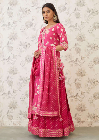 Shyam Narayan Prasad-Pink Embroidered Brocade Kurta Set-INDIASPOPUP.COM