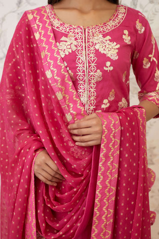 Shyam Narayan Prasad-Pink Embroidered Brocade Kurta Set-INDIASPOPUP.COM