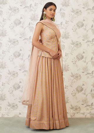 Shyam Narayan Prasad-Orange Embroidered Lehenga Set-INDIASPOPUP.COM