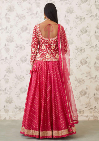 Shyam Narayan Prasad-Pink Embroidered Brocade Lehenga Set-INDIASPOPUP.COM