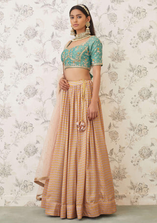 Shyam Narayan Prasad-Green Beige Embroidered Lehenga Set-INDIASPOPUP.COM