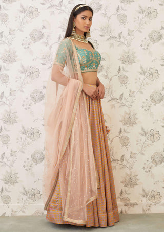 Shyam Narayan Prasad-Green Beige Embroidered Lehenga Set-INDIASPOPUP.COM