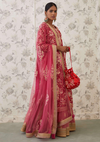 Shyam Narayan Prasad-Pink Embroidered Kurta Skirt Set-INDIASPOPUP.COM