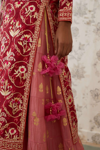 Shyam Narayan Prasad-Pink Embroidered Kurta Skirt Set-INDIASPOPUP.COM
