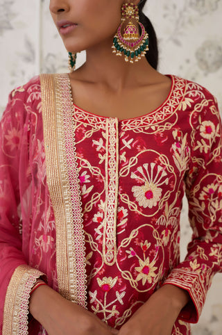 Shyam Narayan Prasad-Pink Embroidered Kurta Skirt Set-INDIASPOPUP.COM