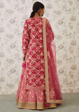 Shyam Narayan Prasad-Pink Embroidered Kurta Skirt Set-INDIASPOPUP.COM