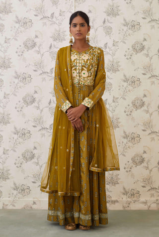 Shyam Narayan Prasad-Green Embroidered Anarkali Set-INDIASPOPUP.COM
