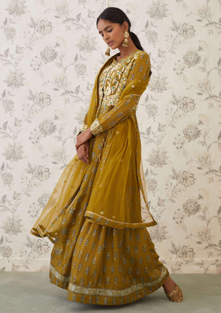 Shyam Narayan Prasad-Green Embroidered Anarkali Set-INDIASPOPUP.COM
