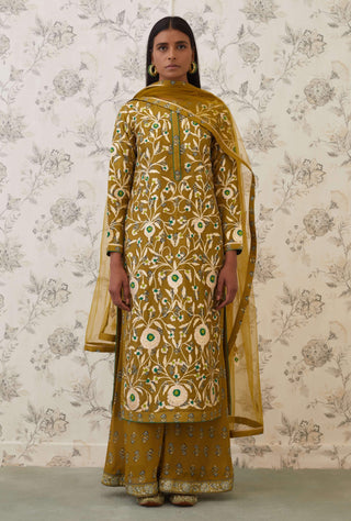 Shyam Narayan Prasad-Green Embroidered Kurta Set-INDIASPOPUP.COM