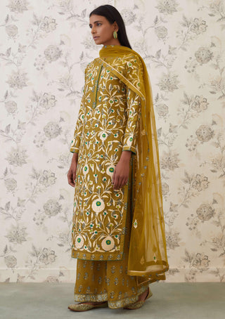 Shyam Narayan Prasad-Green Embroidered Kurta Set-INDIASPOPUP.COM