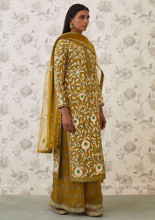 Shyam Narayan Prasad-Green Embroidered Kurta Set-INDIASPOPUP.COM