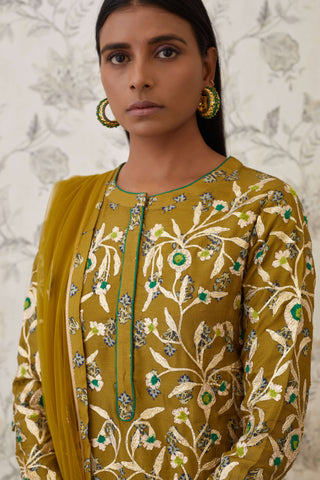 Shyam Narayan Prasad-Green Embroidered Kurta Set-INDIASPOPUP.COM