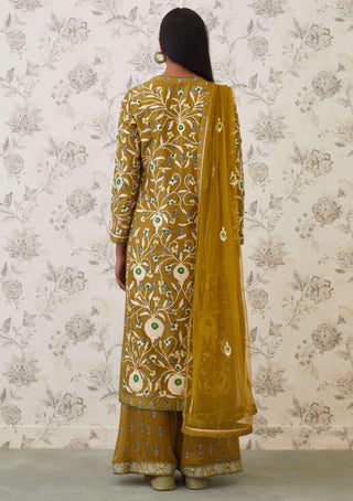 Shyam Narayan Prasad-Green Embroidered Kurta Set-INDIASPOPUP.COM