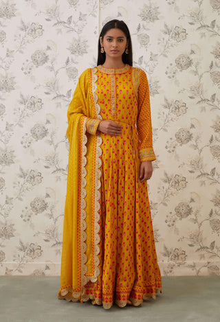 Shyam Narayan Prasad-Orange Embroidered Anarkali Set-INDIASPOPUP.COM
