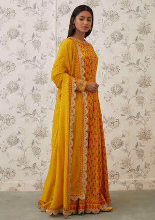 Shyam Narayan Prasad-Orange Embroidered Anarkali Set-INDIASPOPUP.COM