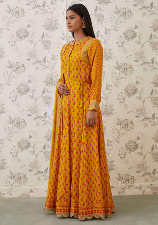 Shyam Narayan Prasad-Orange Embroidered Anarkali Set-INDIASPOPUP.COM