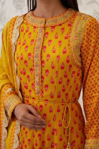 Shyam Narayan Prasad-Orange Embroidered Anarkali Set-INDIASPOPUP.COM