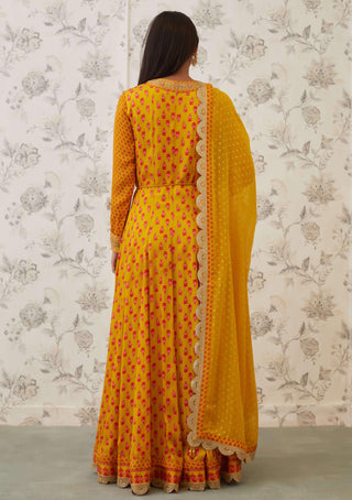 Shyam Narayan Prasad-Orange Embroidered Anarkali Set-INDIASPOPUP.COM