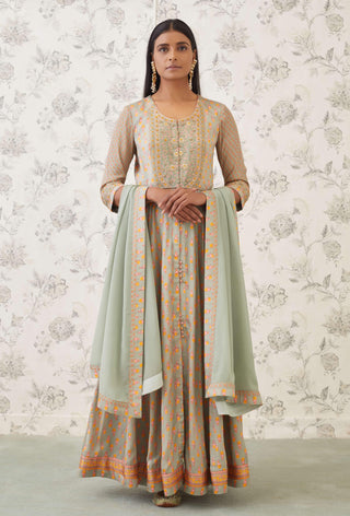 Shyam Narayan Prasad-Green Embroidered Anarkali Set-INDIASPOPUP.COM