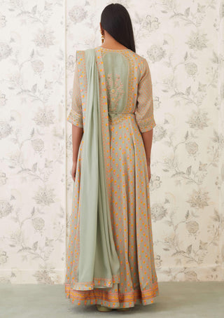 Shyam Narayan Prasad-Green Embroidered Anarkali Set-INDIASPOPUP.COM