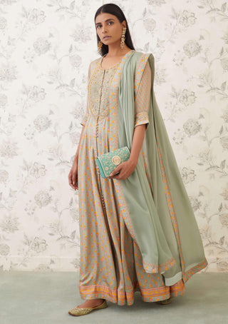 Shyam Narayan Prasad-Green Embroidered Anarkali Set-INDIASPOPUP.COM